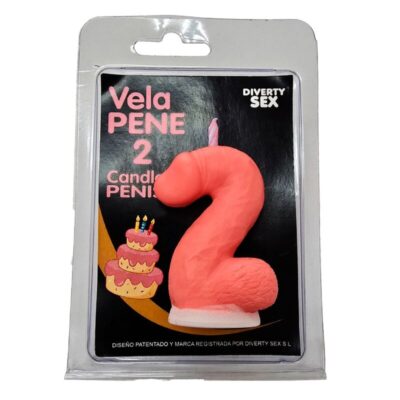 DIABLO PICANTE – VELA PENE EN FORMA DE NÚMERO 2 COLOR ROSA