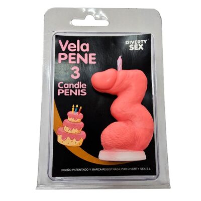 DIABLO PICANTE – VELA PENE EN FORMA DE NÚMERO 3 COLOR ROSA