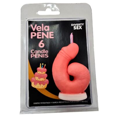 DIABLO PICANTE – VELA PENE EN FORMA DE NÚMERO 6 COLOR ROSA