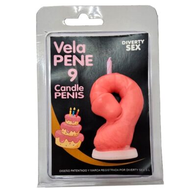 DIABLO PICANTE – VELA PENE EN FORMA DE NÚMERO 9 COLOR ROSA