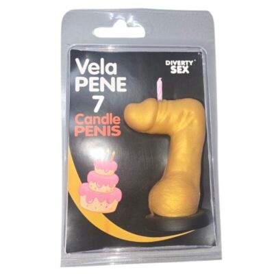 DIABLO PICANTE – VELA PENE EN FORMA DE NÚMERO 7 COLOR DORADO