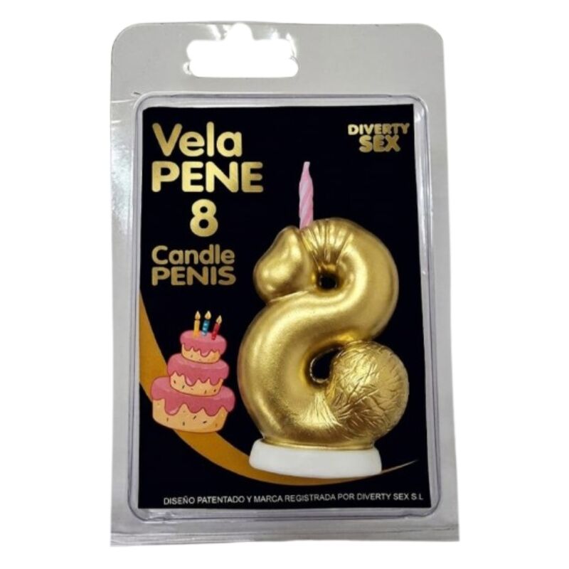 DIABLO PICANTE - VELA PENE EN FORMA DE NÚMERO 8 COLOR DORADO - piKanteo | Despierta tu lado más piKante DIABLO PICANTE - VELA PENE EN FORMA DE NÚMERO 8 COLOR DORADO