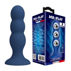 MR PLAY - PLUG ANAL CON 3 BOLAS METÁLICAS Y VENTOSA AZUL
