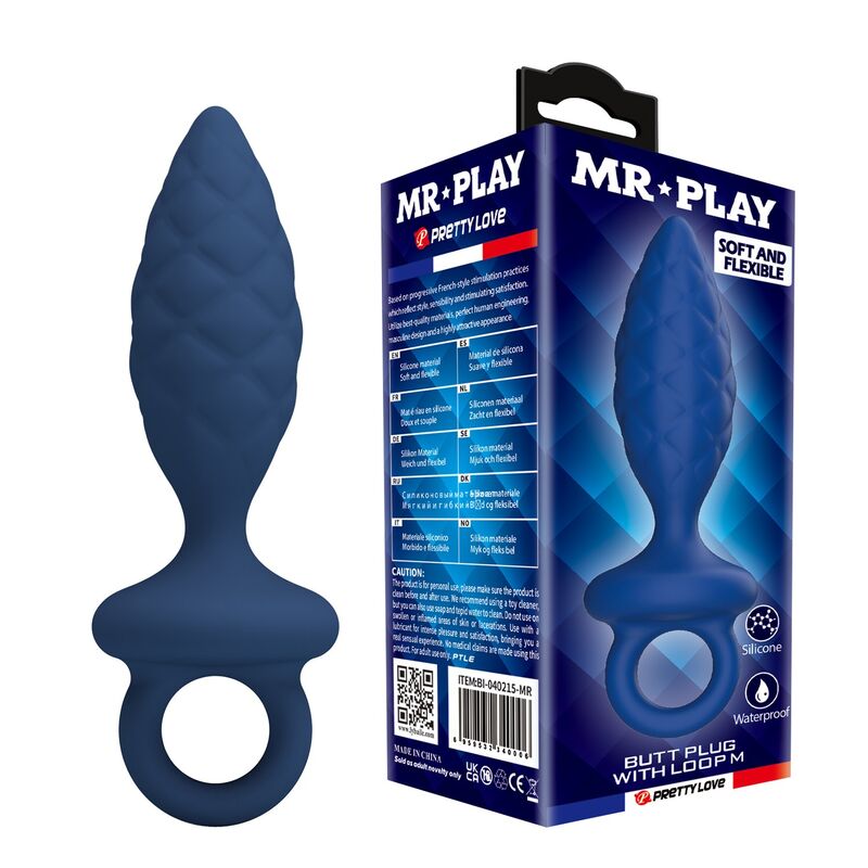MR PLAY - PLUG ANAL TEXTURIZADO CON ANILLA AZUL M - piKanteo | Despierta tu lado más piKante MR PLAY - PLUG ANAL TEXTURIZADO CON ANILLA AZUL M