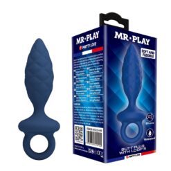 MR PLAY - PLUG ANAL TEXTURIZADO CON ANILLA AZUL S