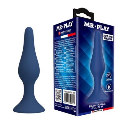 MR PLAY – PLUG ANAL SILICONA AZUL SLIM TALLA S
