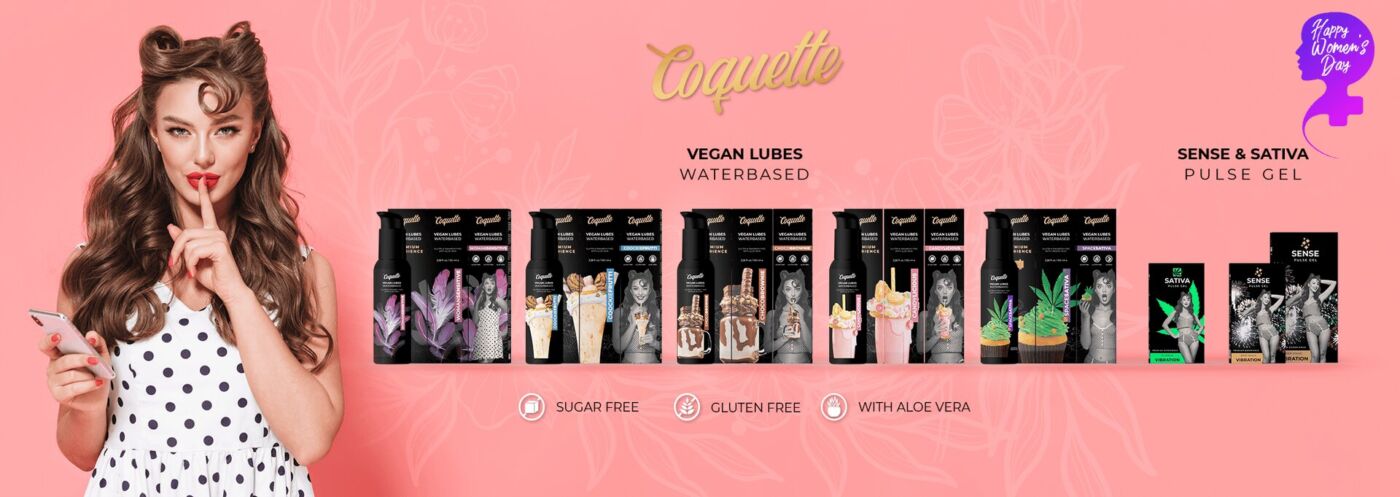 Lubricantes veganos de sabores y gel vibrador Coquette